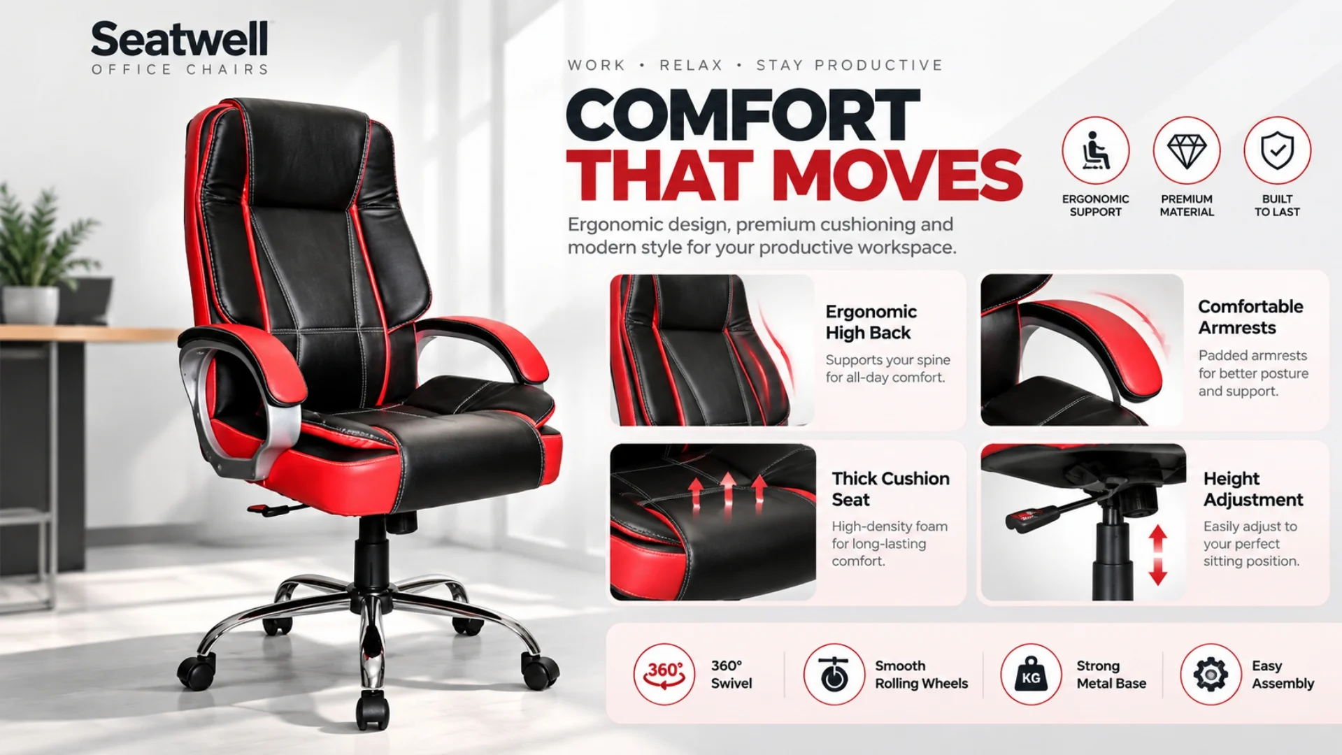 Sit better. Work longer. Ergonomic office chairs from ₹3,999